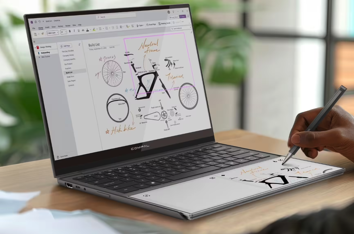 仁宝展示AI Book概念笔记本 创新配备C面大尺寸E-ink墨水屏